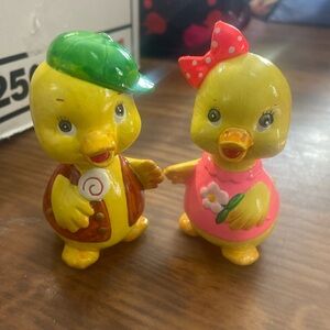 Vintage Easter Adorable Yellow Duck Chick Figurines Set Handmade Home Decor
